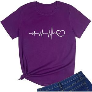 LOOKFACE Women Heartbeat Cute Graphic Cotton T-Shirt SZ S:NWT
